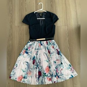 Worn Once Ted Baker Pleated Dress (Size 1)